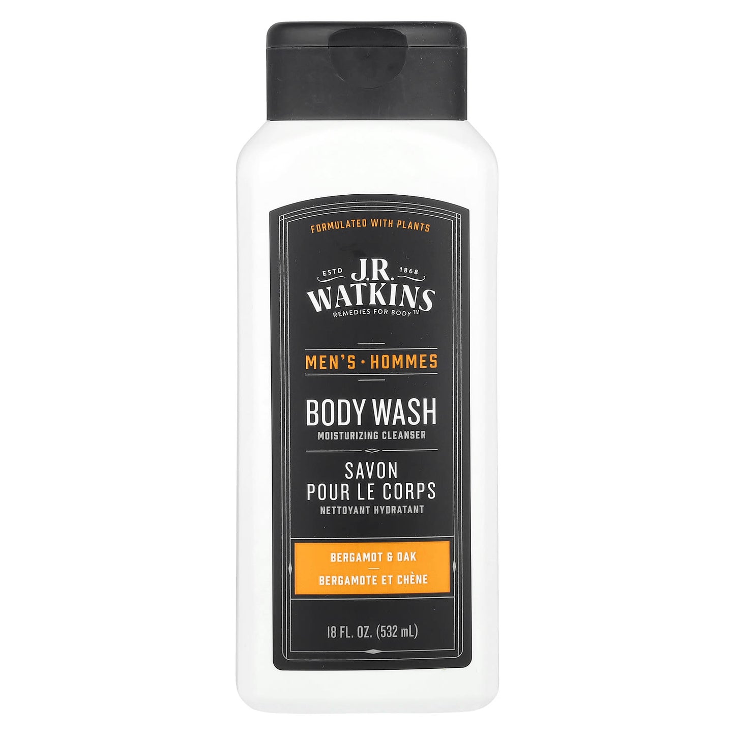 Bergamot & Oak Men's Body Wash by J R Watkins, 18 fl oz, Cruelty-Free - Image 1