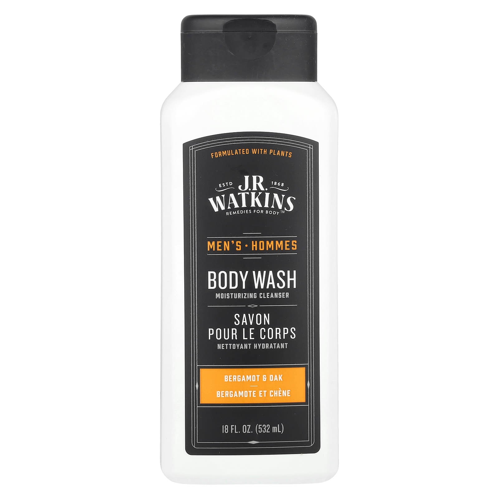 Bergamot & Oak Men's Body Wash by J R Watkins, 18 fl oz, Cruelty-Free - Image 1