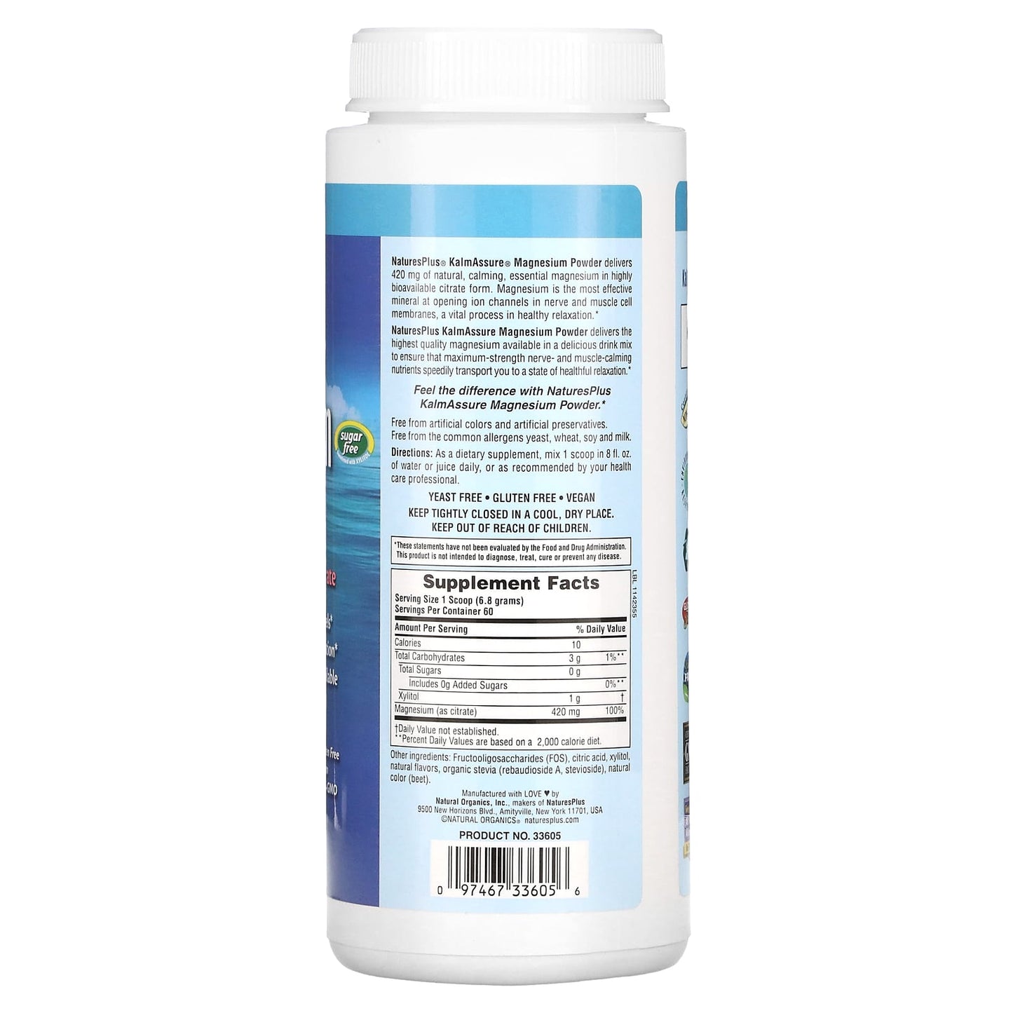 NaturesPlus, Kalmassure Magnesium Powder, Refreshing Pink Lemonade, 0.9 lb (408 g)