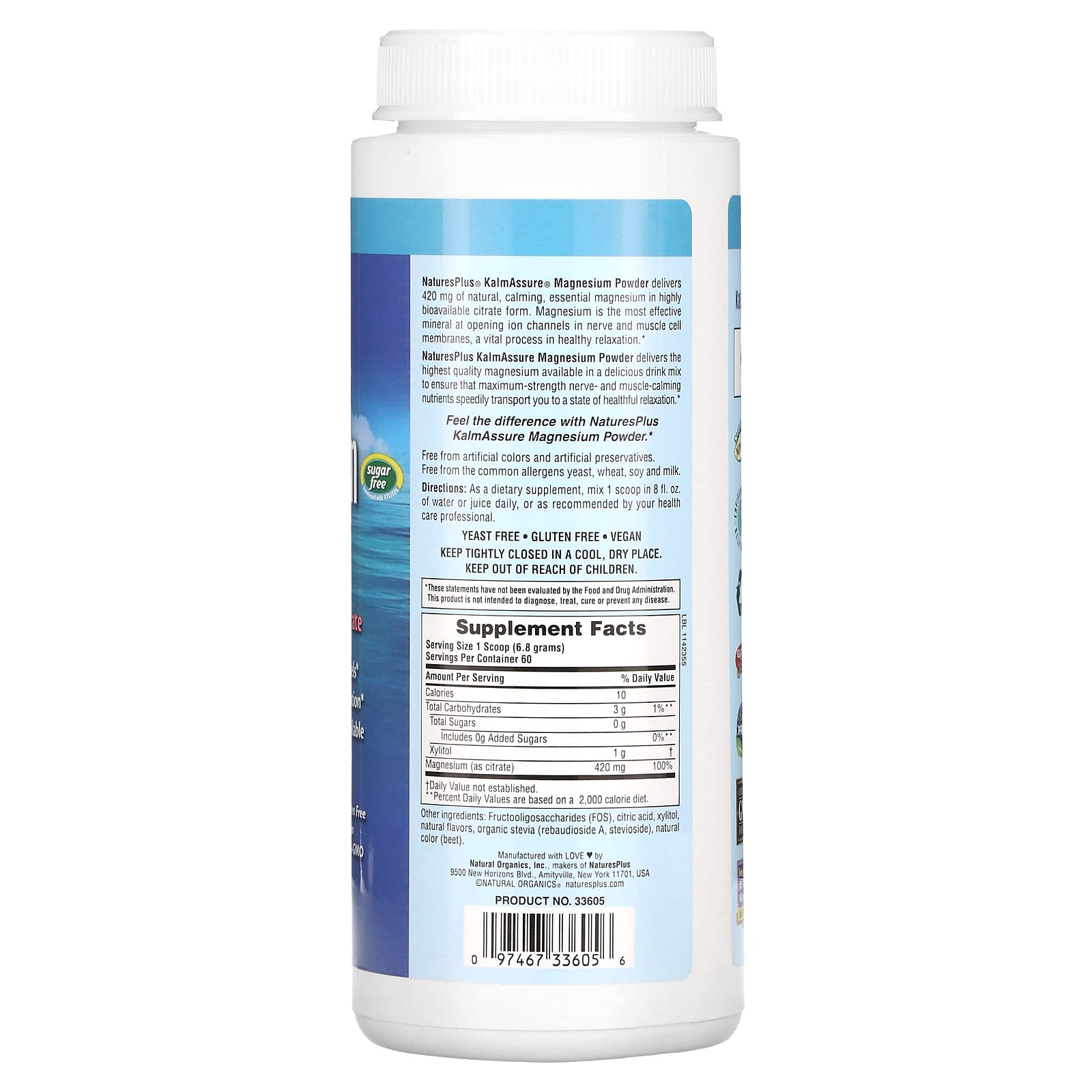 NaturesPlus, Kalmassure Magnesium Powder, Refreshing Pink Lemonade, 0.9 lb (408 g)