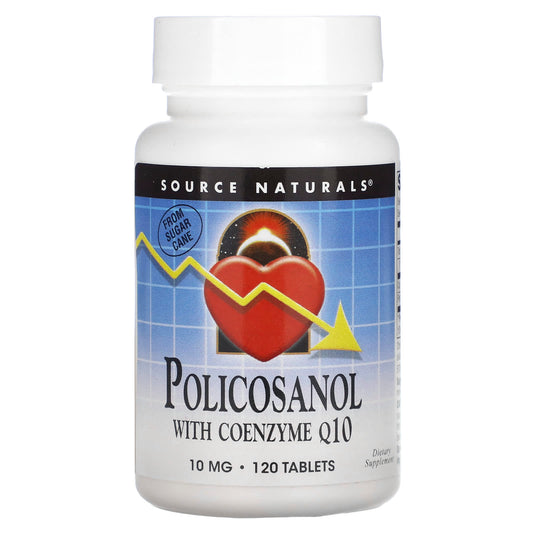 Source Naturals, Policosanol With Coenzyme Q10, 10 mg, 120 Tablets - Image 1