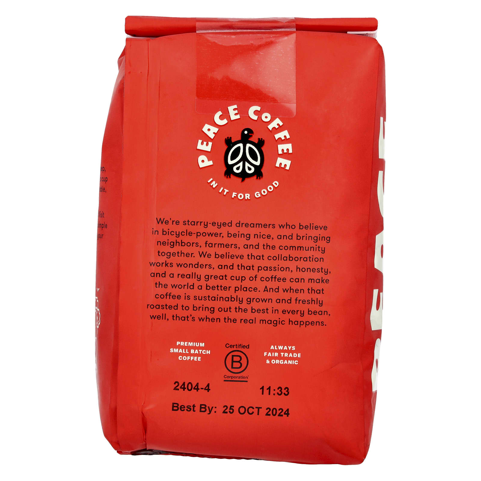 Peace Coffee, Organic Birchwood Breakfast Blend, Whole Bean, Medium Roast, 12 oz (340 g) - Image 2