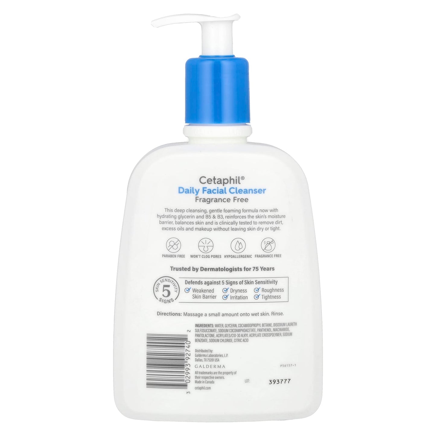 Cetaphil Daily Facial Cleanser, Fragrance Free, 16 fl oz - Image 2
