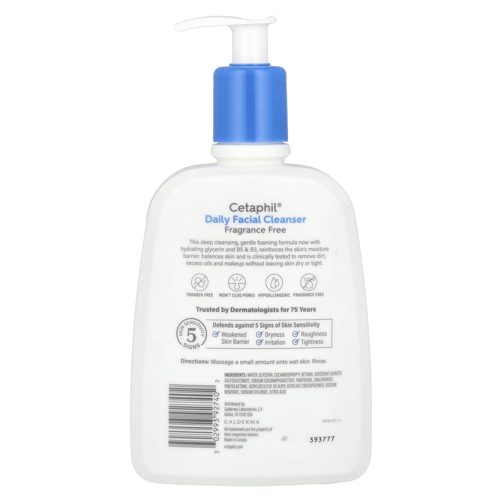 Cetaphil Daily Facial Cleanser, Fragrance Free, 16 fl oz - Image 2
