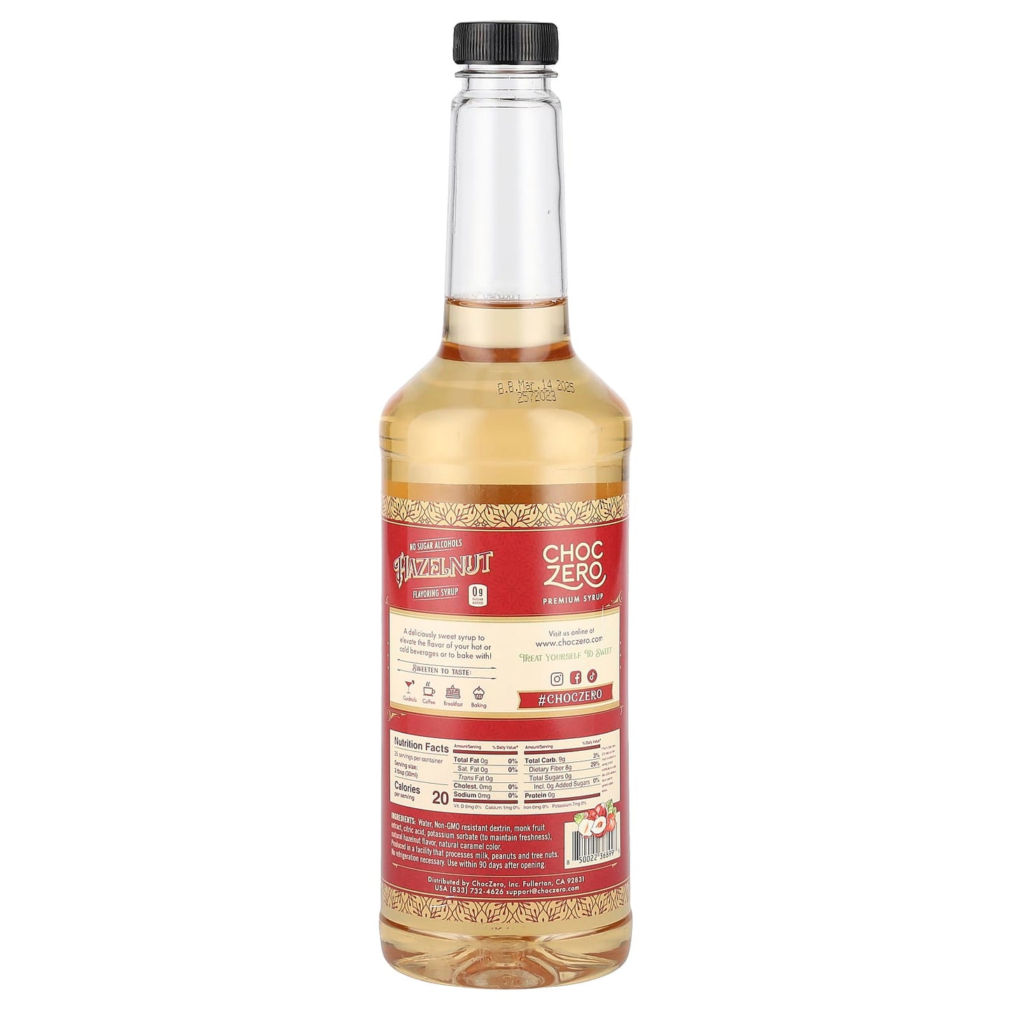 ChocZero Hazelnut Sugar Free Syrup, 26.5 oz - Image 2