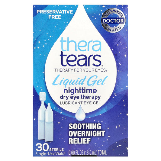 TheraTears, Nighttime Dry Eye Therapy, Lubricant Eye Gel, 30 Single-Use Vials - Image 1