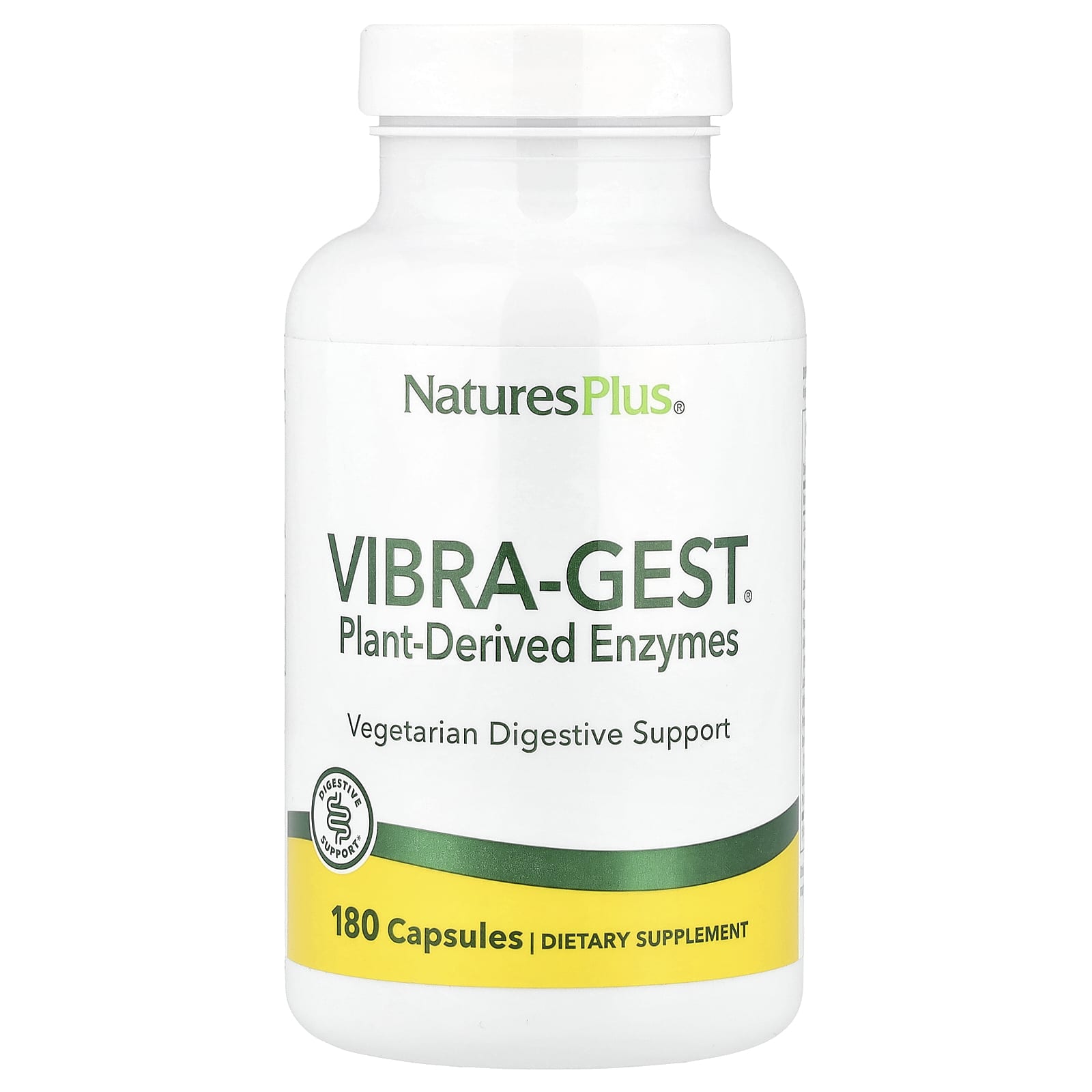 NaturesPlus, Vibra-Gest®, Plant-Derived Enzymes, 180 Capsules - Image 1