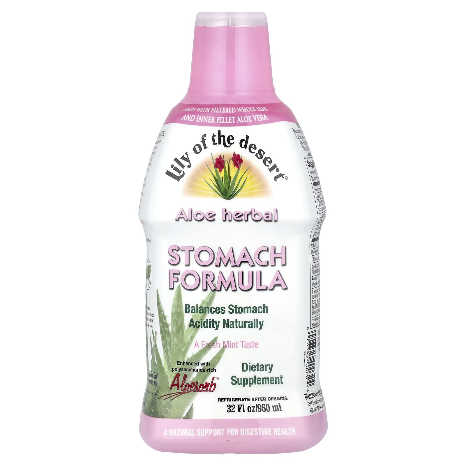Lily of the Desert, Aloe Herbal, Stomach Formula, Fresh Mint, 32 fl oz (960 ml) - Image 1