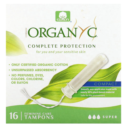 Organyc, Organic Tampons, Compact, Super, 16 Tampons - Image 1