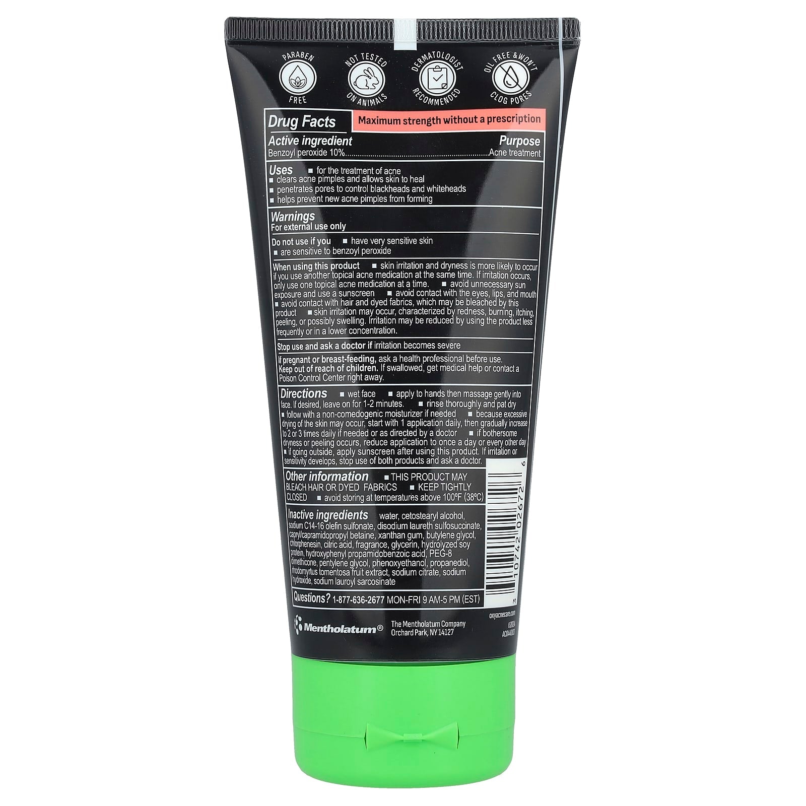 Oxy Skin Care, Maximum Strength Acne Cream Cleanser , 5 fl oz (148 ml) - Image 2