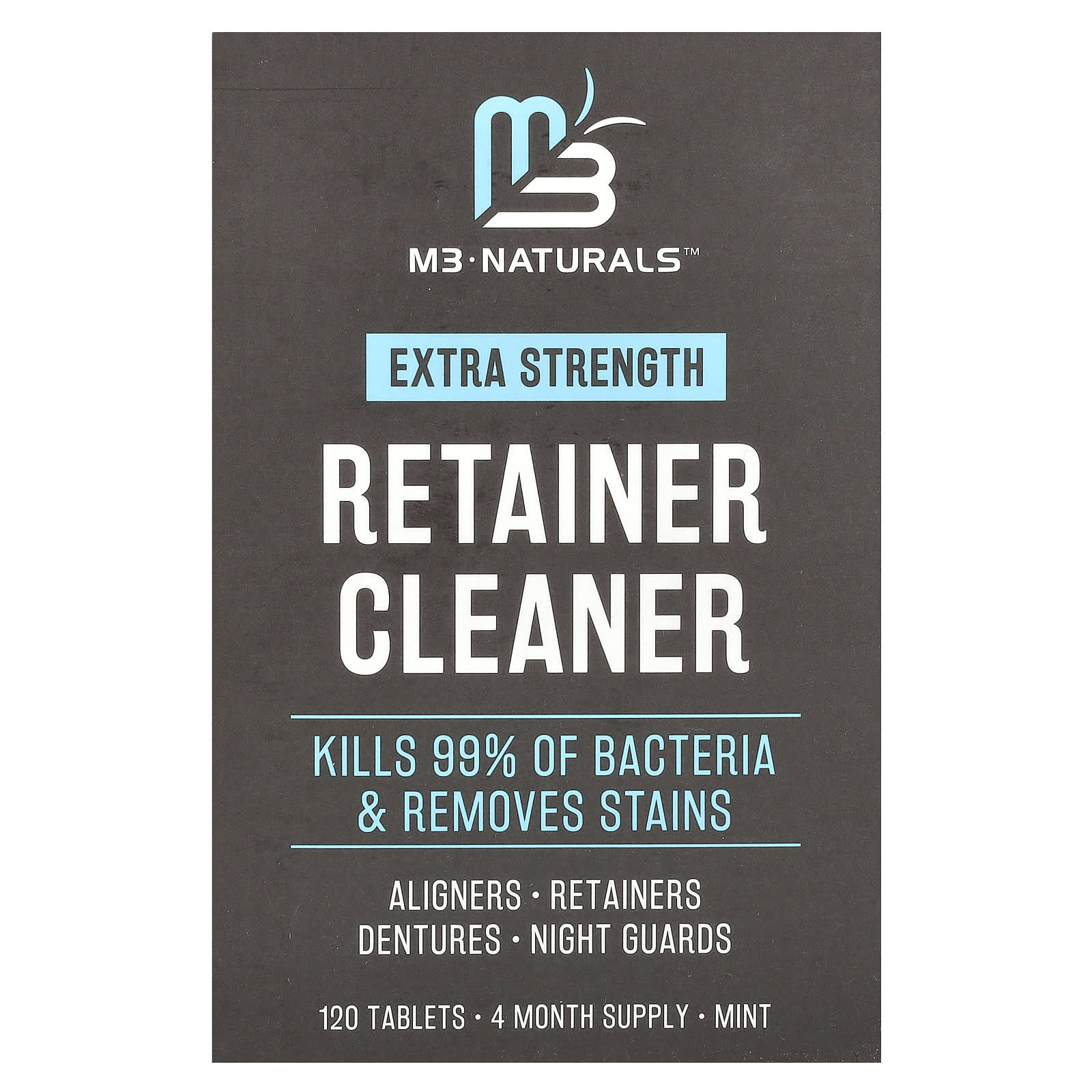 M3 Naturals, Retainer Cleaner, Extra Strength, Mint, 120 Tablets - Image 1