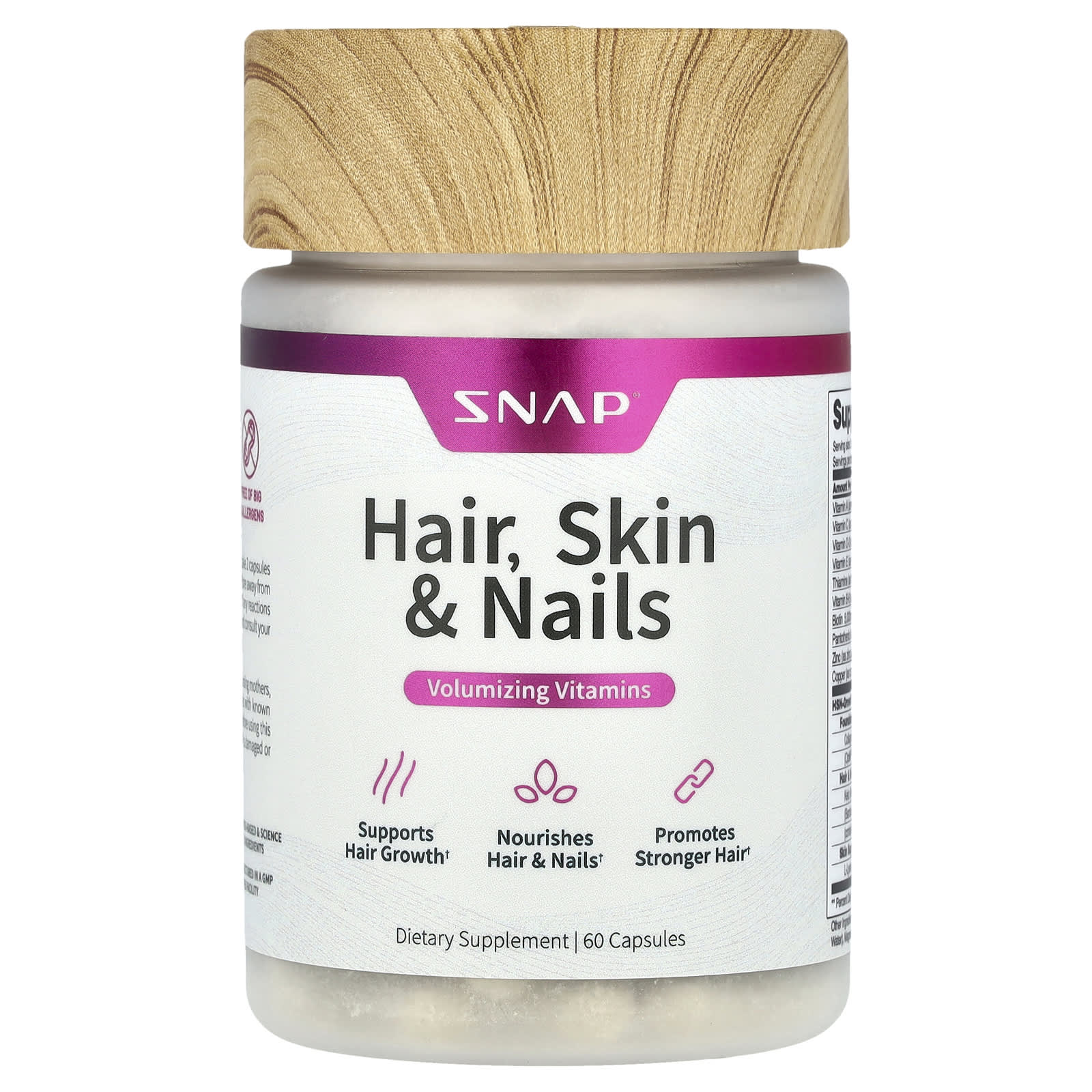 Snap Supplements, Hair, Skin & Nails , 60 Capsules - Image 1