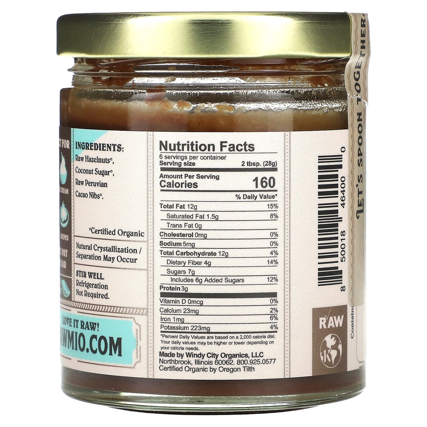 Rawmio, Chocolate Hazelnut Spread, 6 oz (170 g) - Image 2