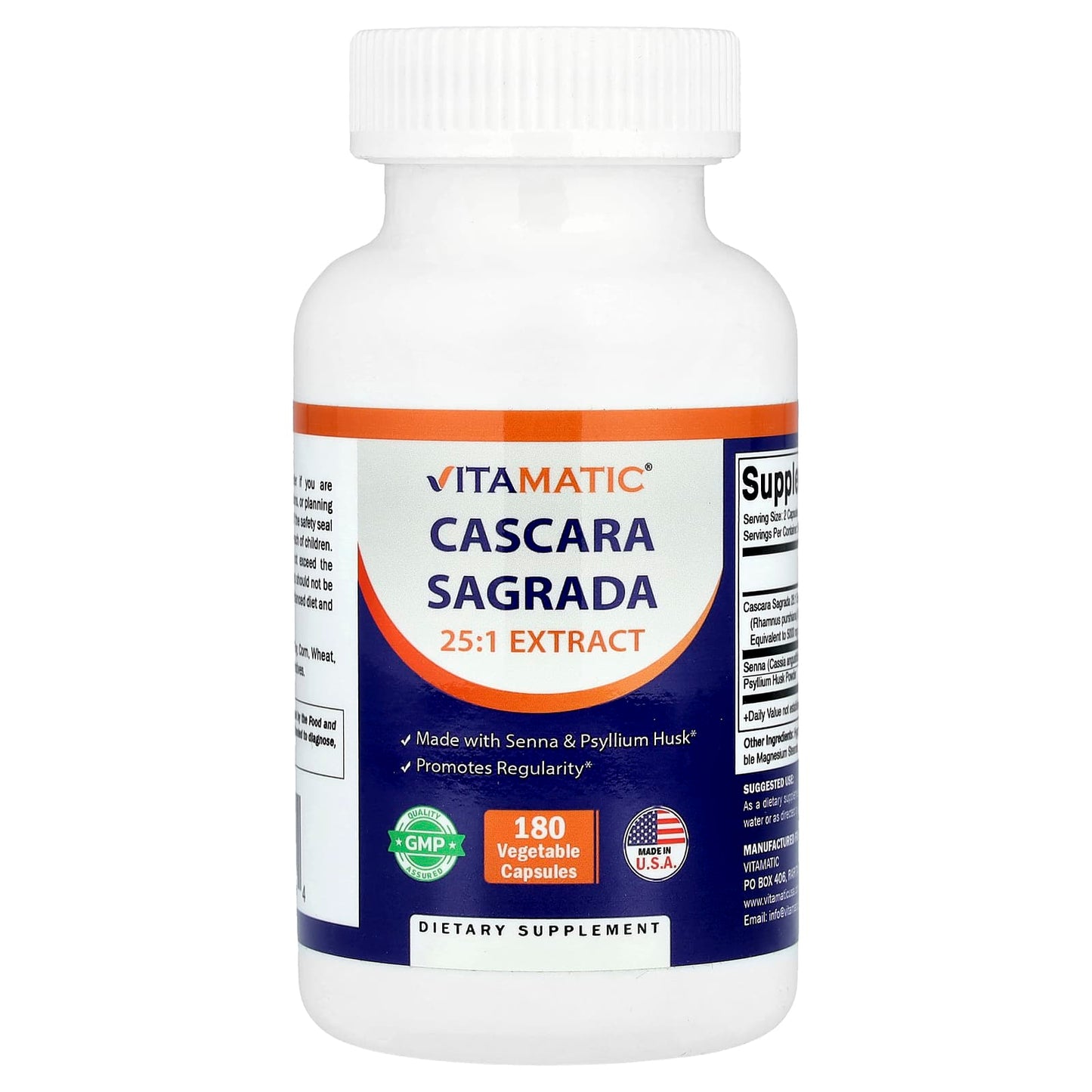 Vitamatic, Cascara Sagrada , 180 Vegetable Capsules - Image 1