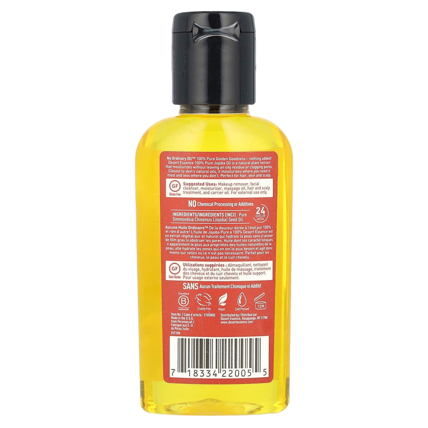 Desert Essence 100% Pure Jojoba Oil, 2 fl oz (59 ml) - Moisturize & Hydrate Skin, Hair & Scalp - Image 2