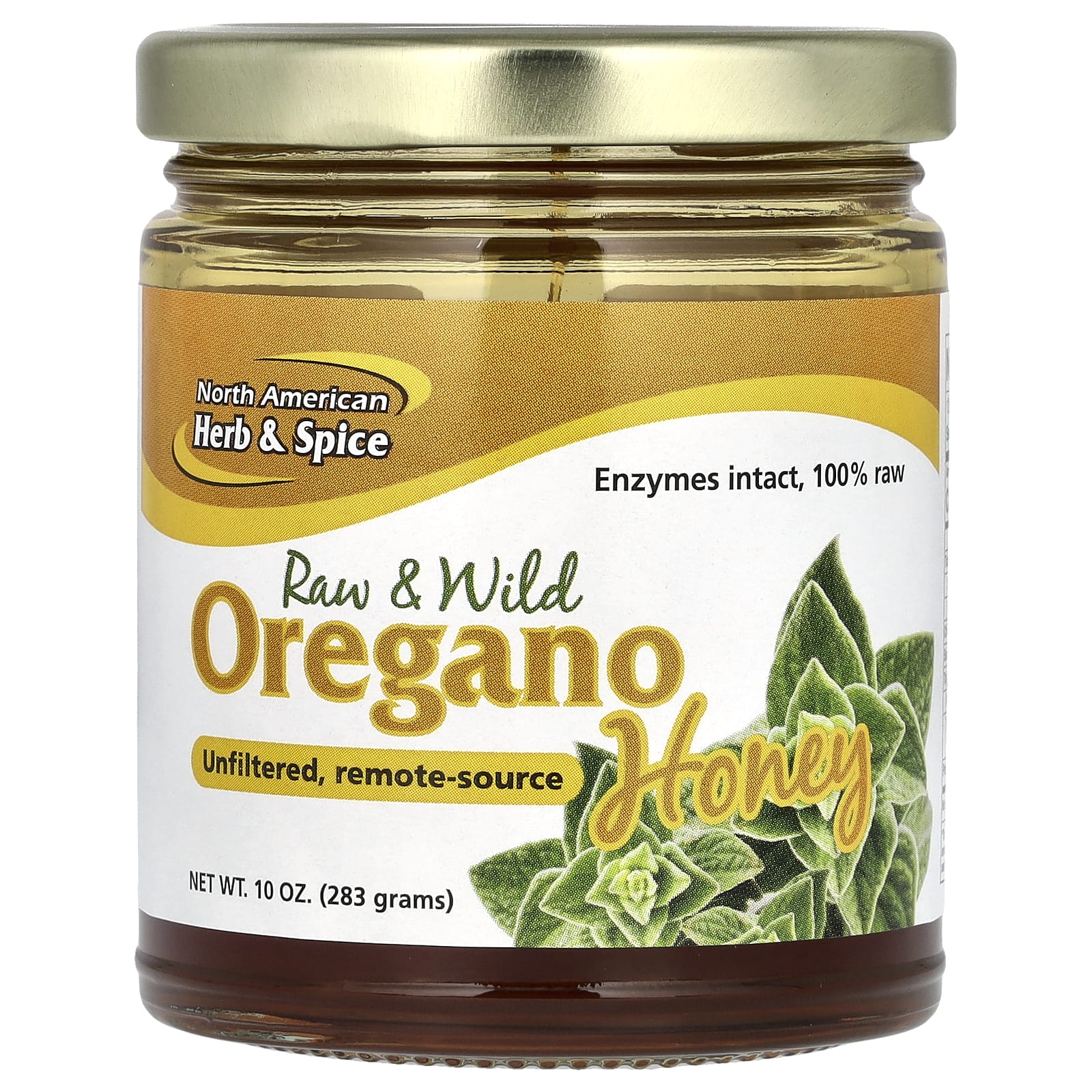 North American Herb & Spice, Raw & Wild Oregano Honey, 10 oz (283 g) - Image 1