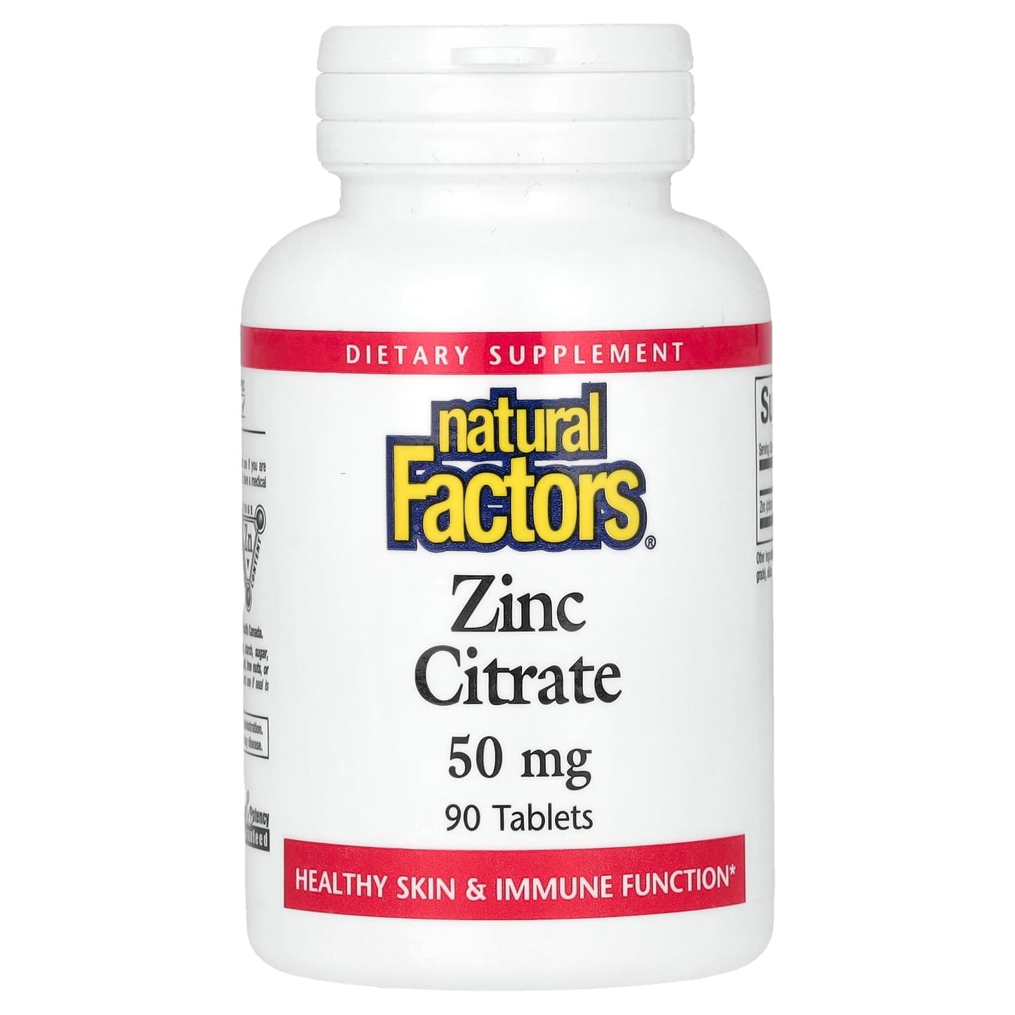Natural Factors, Zinc Citrate, 50 mg, 90 Tablets - Image 1
