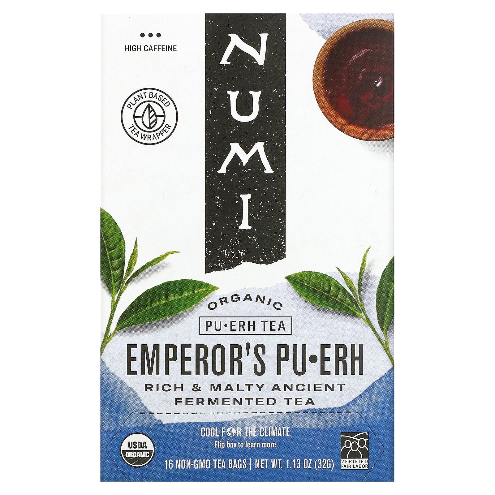 Numi Tea, Organic Pu-Erh Tea, Emperor's Pu-Erh, 16 Tea Bags, 1.13 oz (32 g) - Image 1