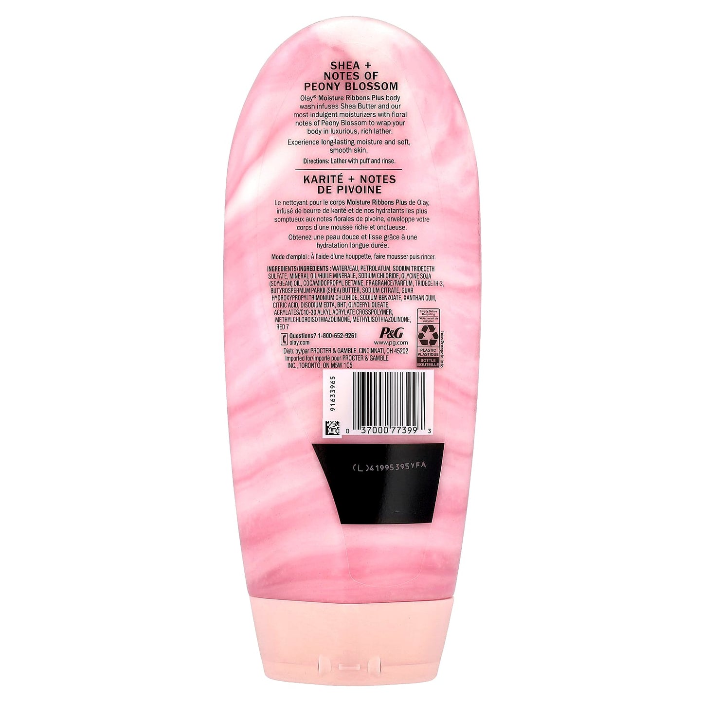 Olay, Moisture Ribbons Plus Body Wash, Shea + Notes of Peony Blossom, 18 fl oz (532 ml) - Image 2