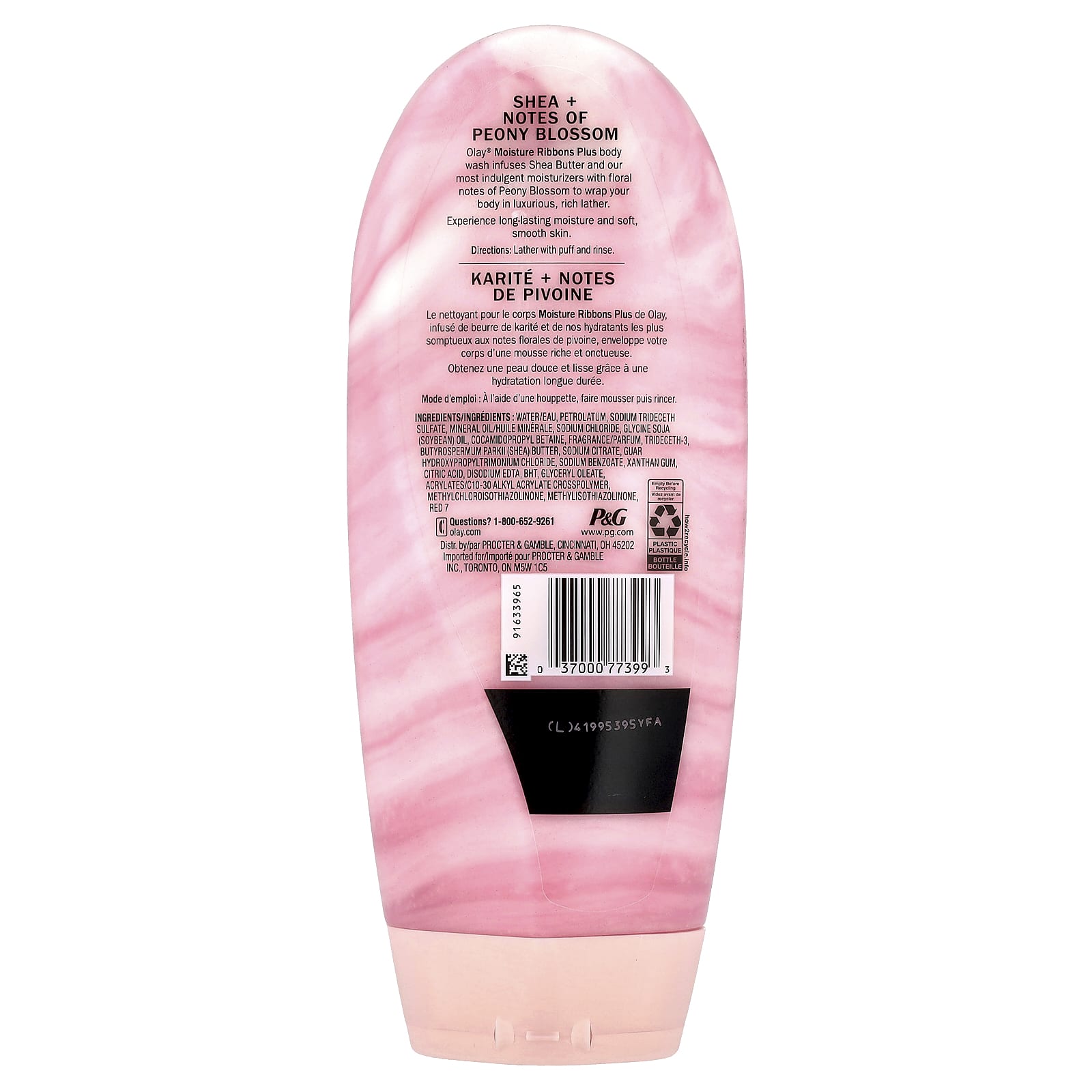 Olay, Moisture Ribbons Plus Body Wash, Shea + Notes of Peony Blossom, 18 fl oz (532 ml) - Image 2