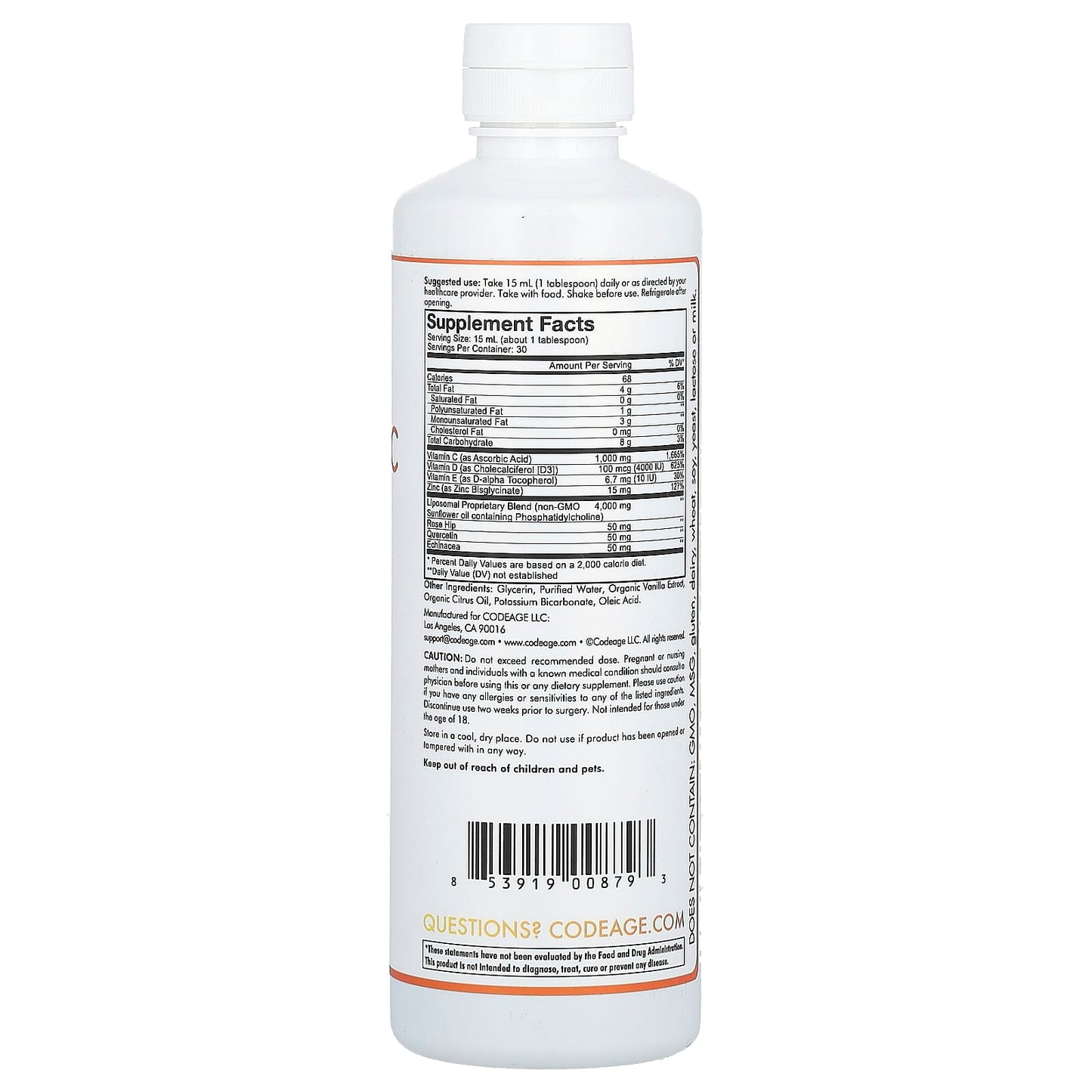 Boost Immunity with CodeAge Nanofood Wonder-C - 15.22 fl oz (450 ml) - Image 2