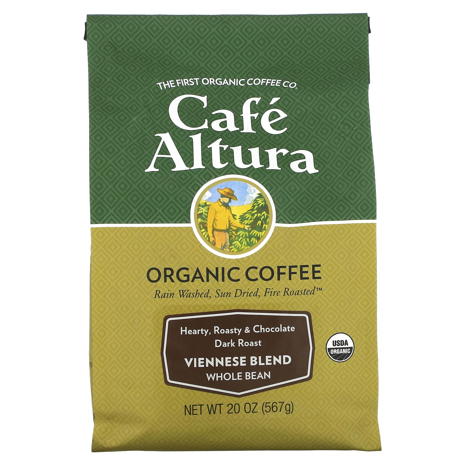 Dark Roast, USDA Organic, Whole Bean Coffee by Cafe Altura, 20 oz - Image 1
