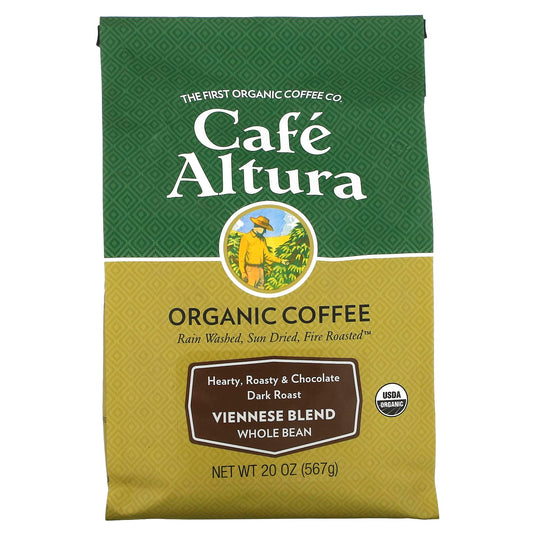 Dark Roast, USDA Organic, Whole Bean Coffee by Cafe Altura, 20 oz - Image 1