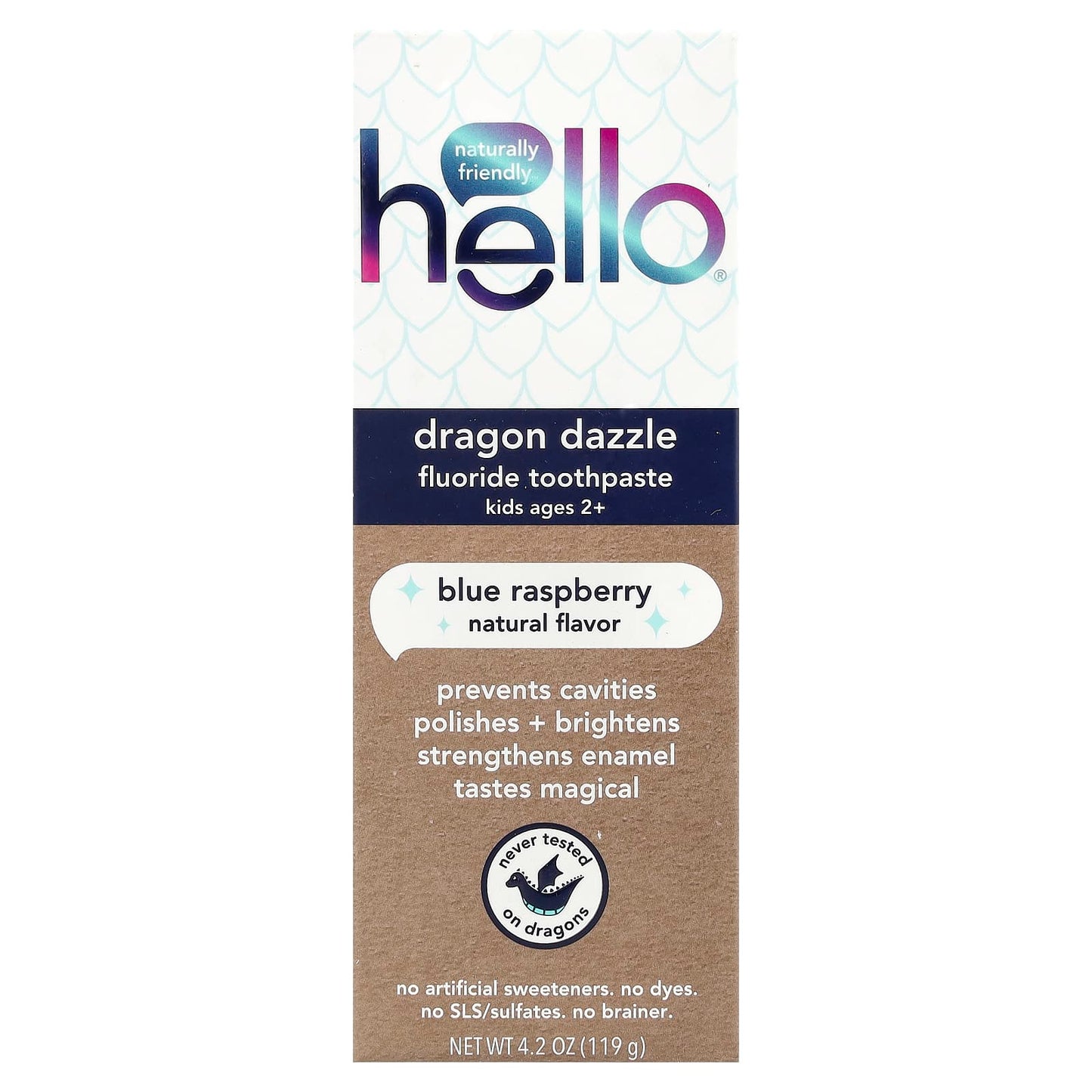 Hello Kids Fluoride Toothpaste, Natural & Vegan, Ages 2+, Blue Raspberry, 4.2 oz - Image 2