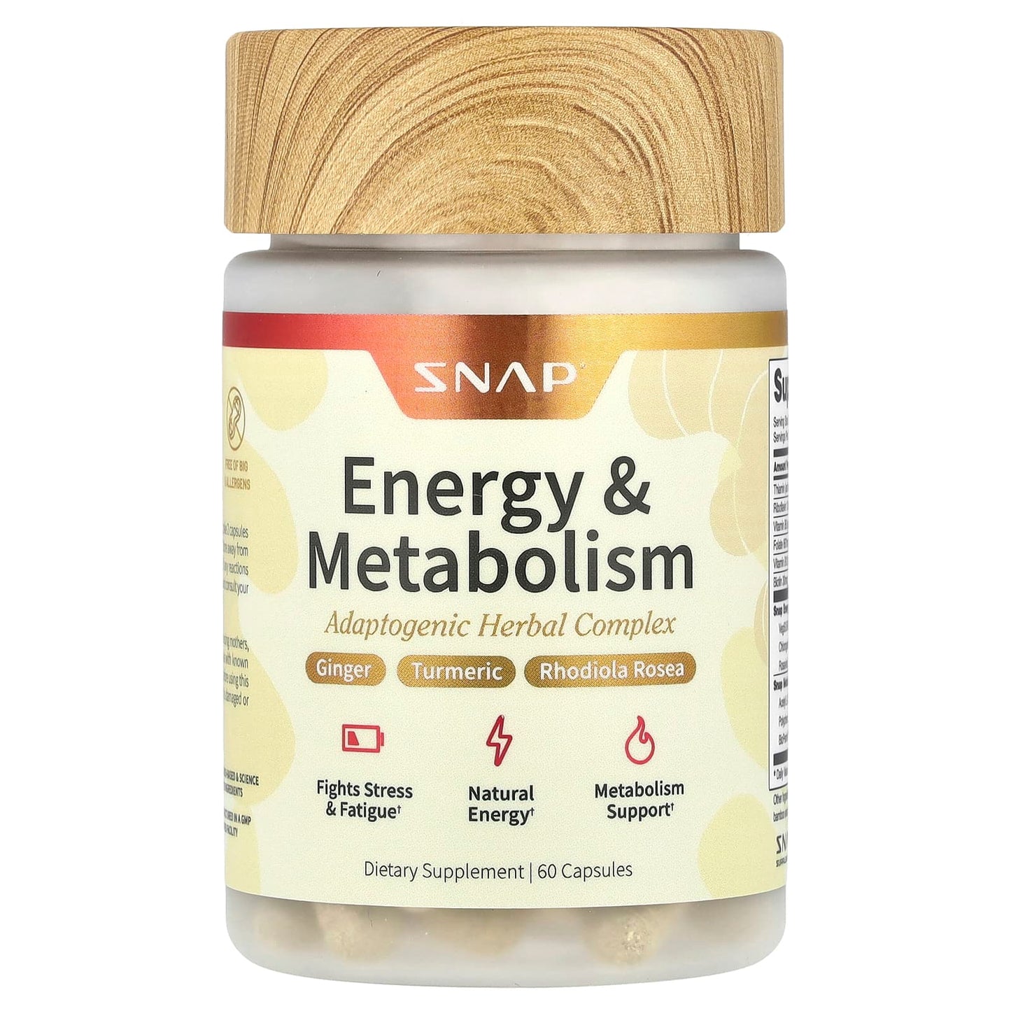 Snap Supplements, Energy & Metabolism, 60 Capsules - Image 1