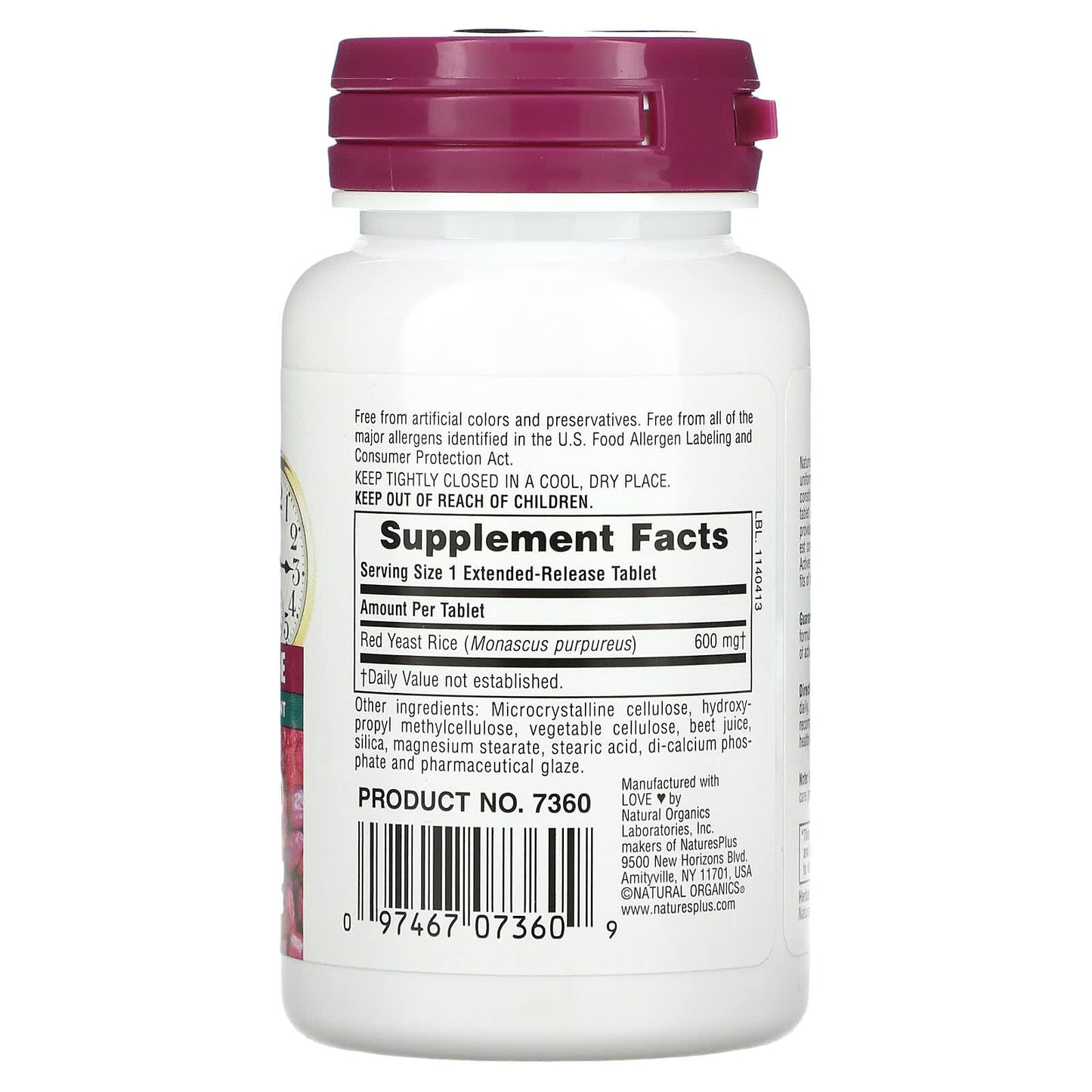 NaturesPlus, Herbal Actives, Red Yeast Rice, 600 mg, 30 Tablets