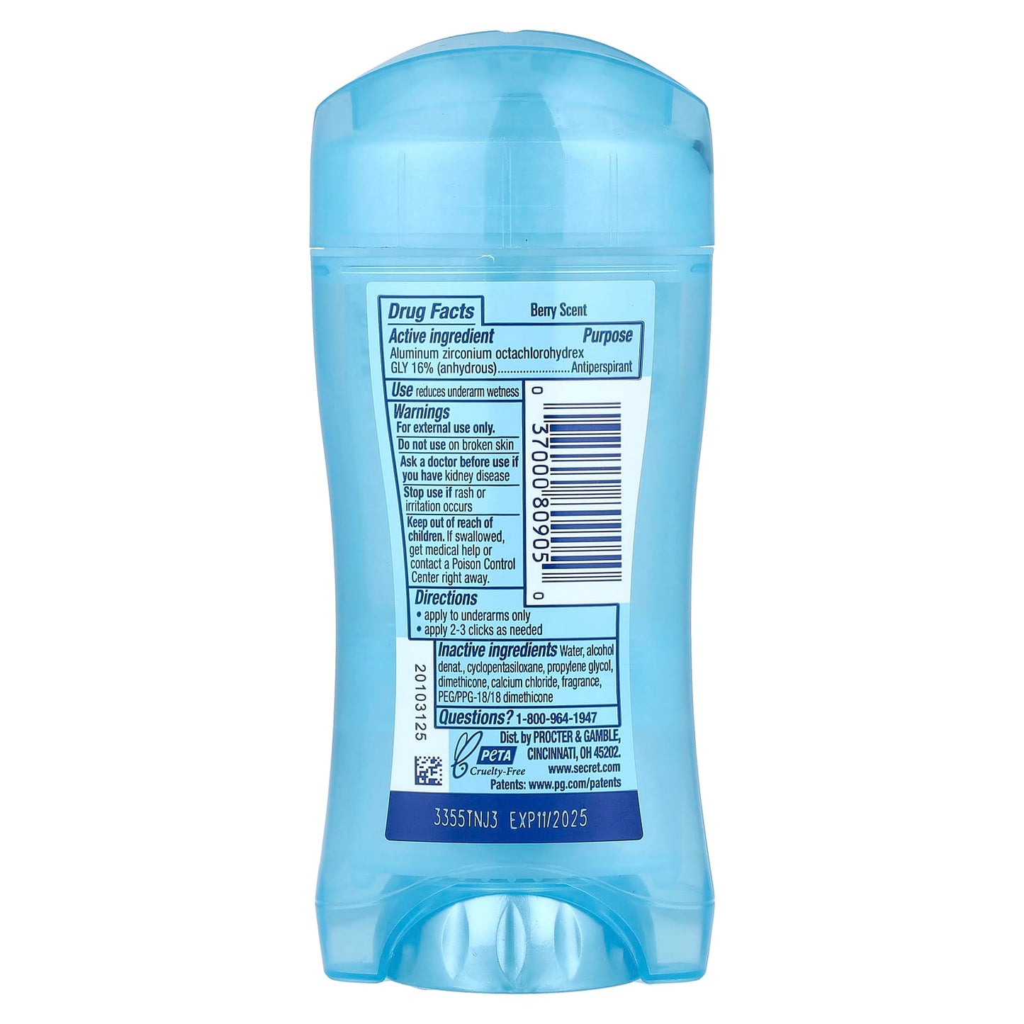 Secret, 48 Hour Clear Gel, Antiperspirant/Deodorant, Refreshing Berry, 2.6 oz (73 g) - Image 2
