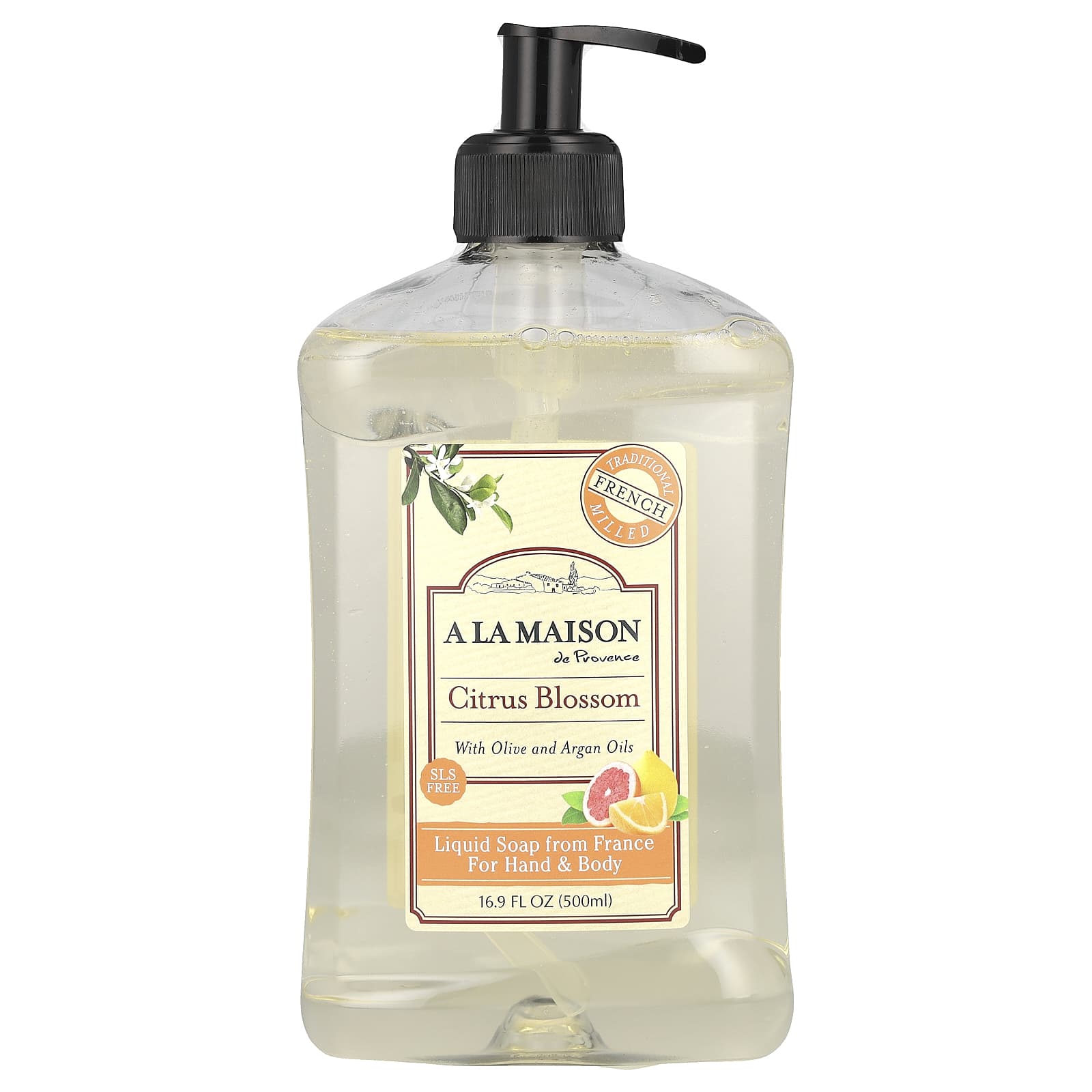 French Made Citrus Blossom Liquid Soap for Hand & Body, 16.9 fl oz - Image 1