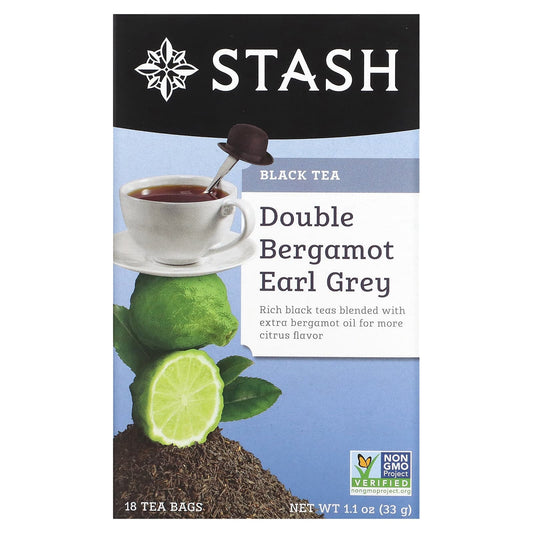 Stash Tea, Black Tea, Double Bergamot Earl Grey, 18 Tea Bags, 1.1 oz (33 g) - Image 1