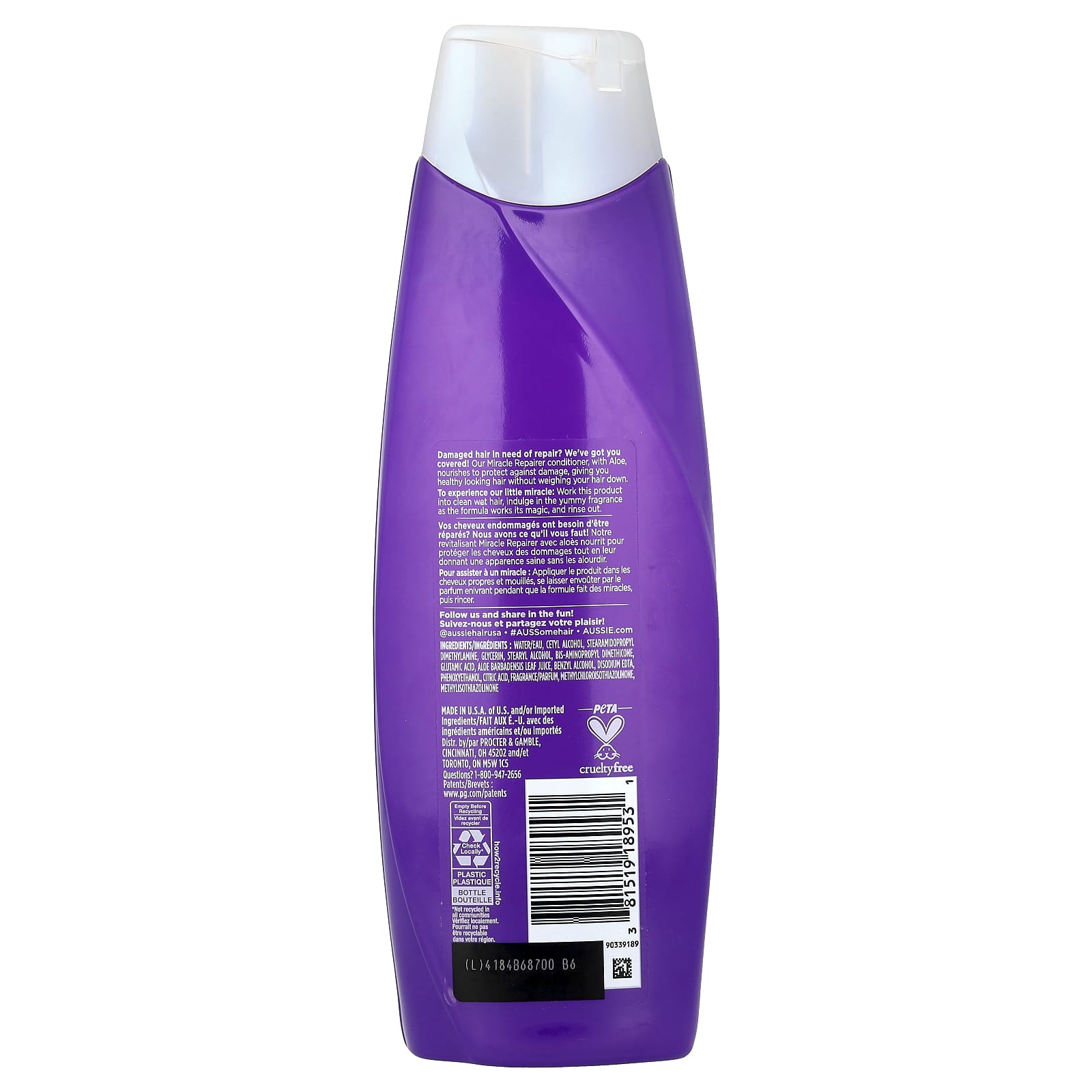 Aussie Miracle Repairer Conditioner with Aloe, 360ml - Image 2