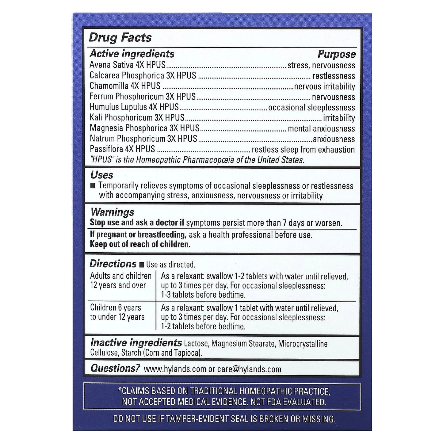 Hyland's Naturals Calms Forte Sleep Aid, 100 Tablets - Image 2