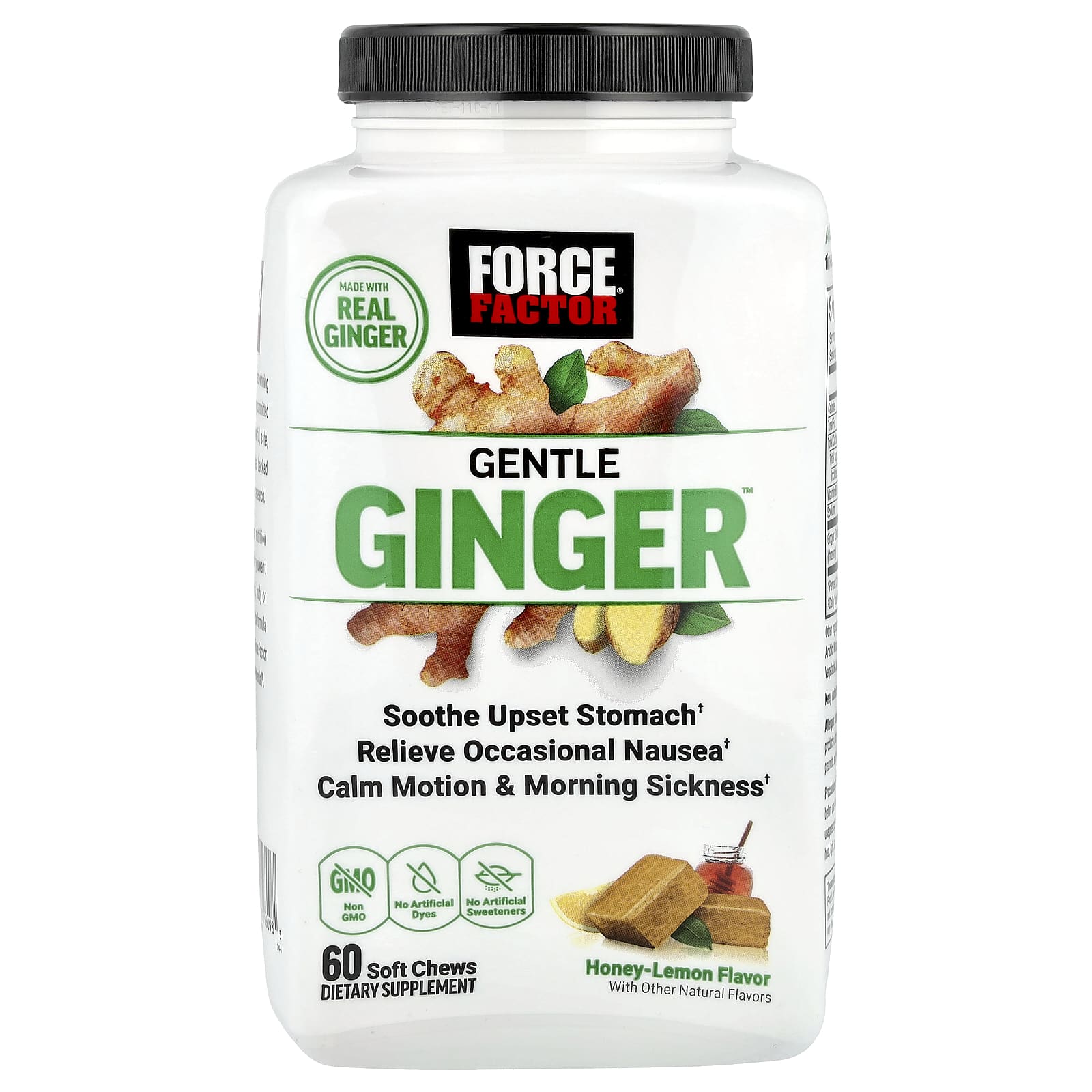 Force Factor Gentle Ginger Soft Chews, Honey-Lemon, 60 Count - Image 1