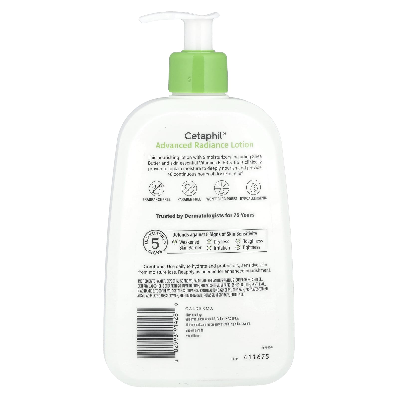 Cetaphil Advanced Radiance Lotion with Shea Butter, 16 fl oz - Image 2