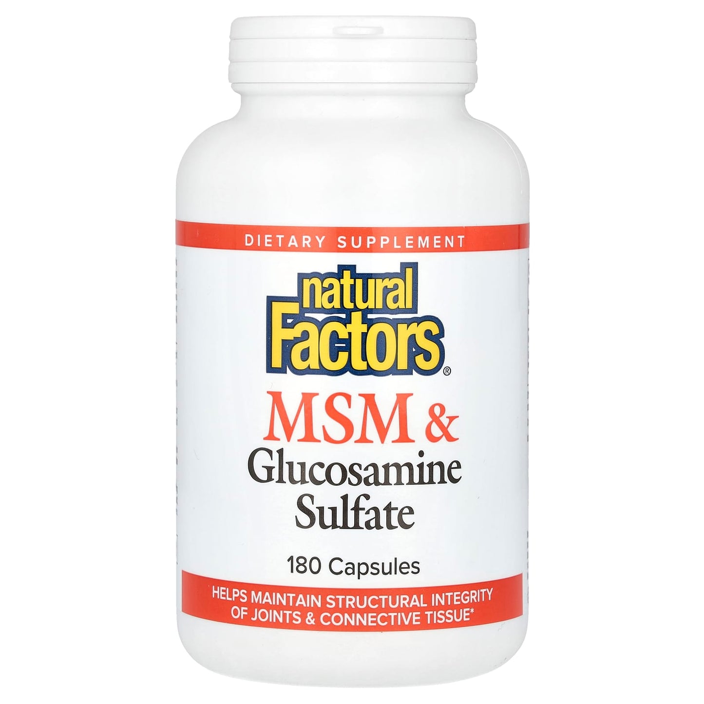 Natural Factors, MSM & Glucosamine Sulfate, 180 Capsules - Image 1