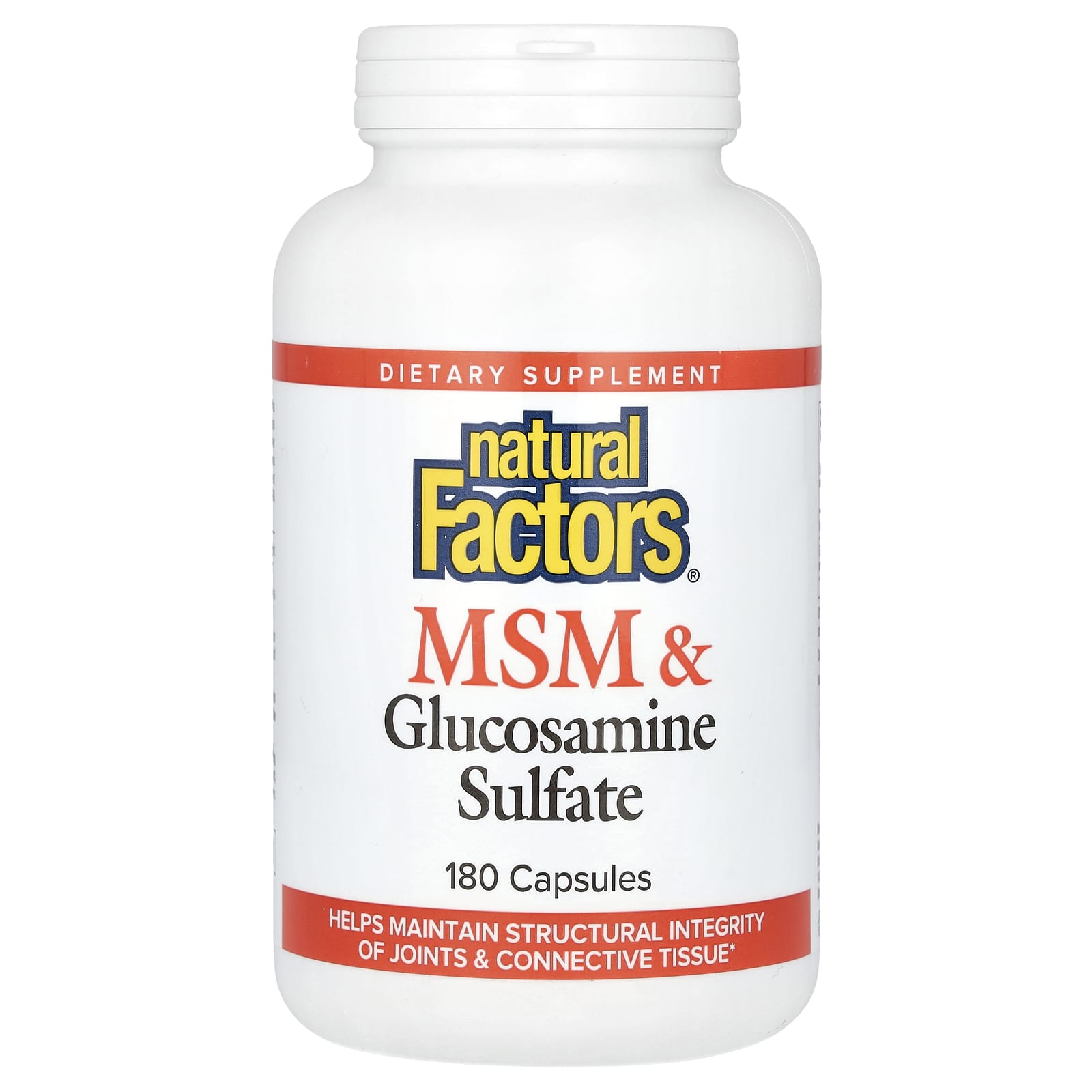 Natural Factors, MSM & Glucosamine Sulfate, 180 Capsules - Image 1