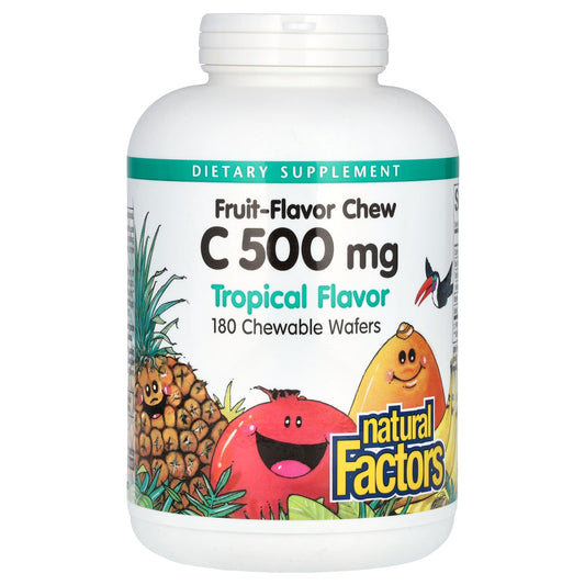 Natural Factors, Vitamin C, Fruit-Flavor Chew, Tropical, 500 mg, 180 Chewable Wafers - Image 1