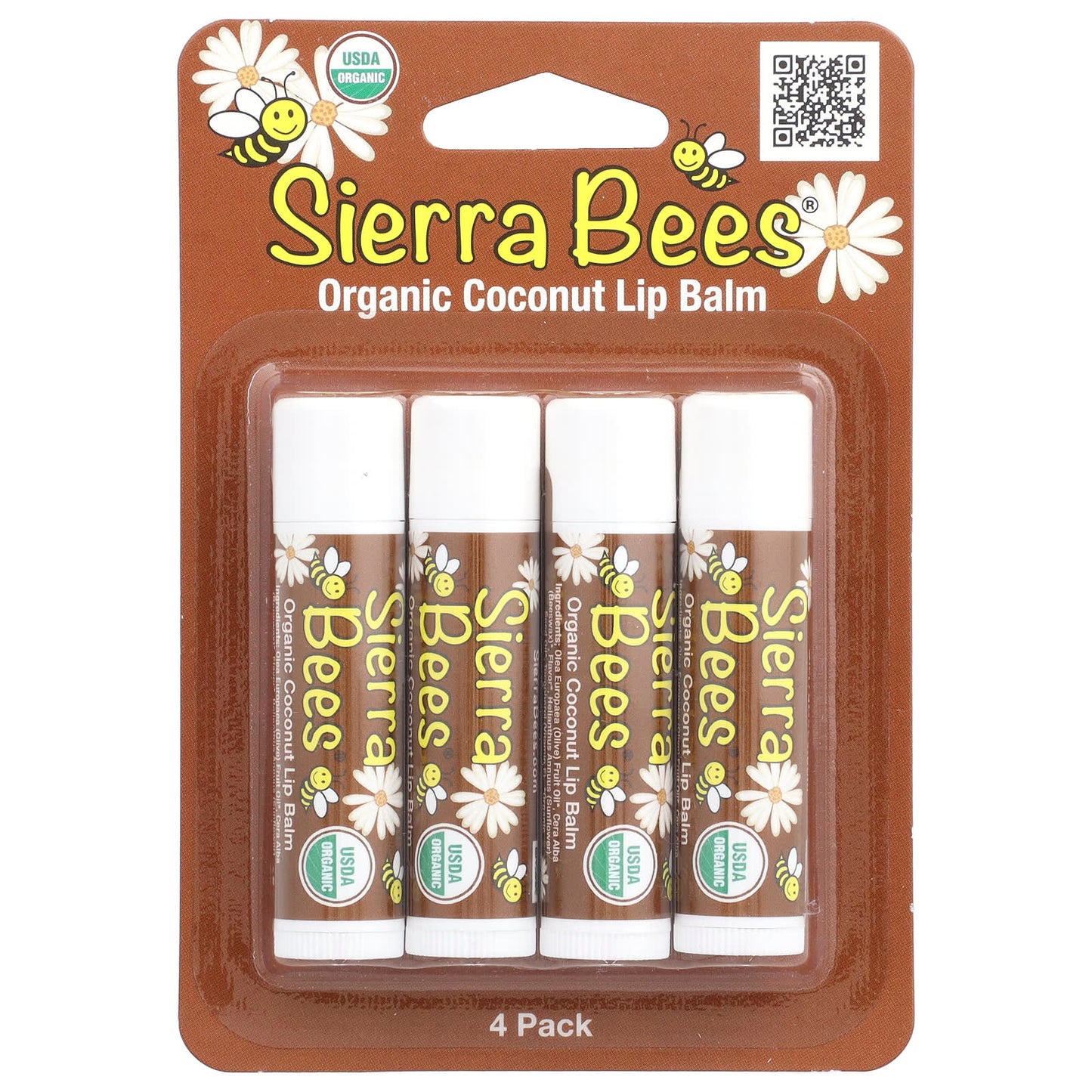 Coconut Lip Balm by Sierra Bees, USDA Organic, 4 Pack - Image 2