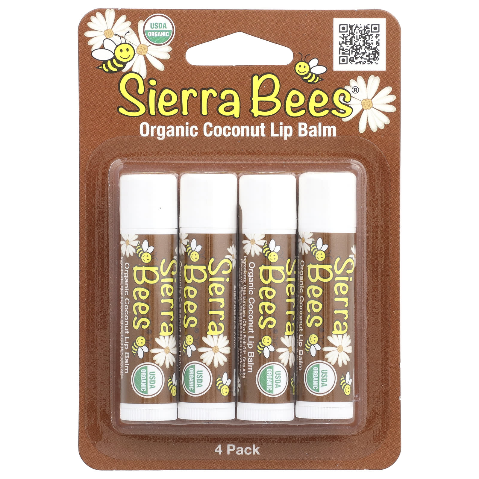 Coconut Lip Balm by Sierra Bees, USDA Organic, 4 Pack - Image 2