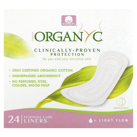 Organyc, Organic Cotton Panty Liners, Light Flow, 24 Panty Liners - Image 1