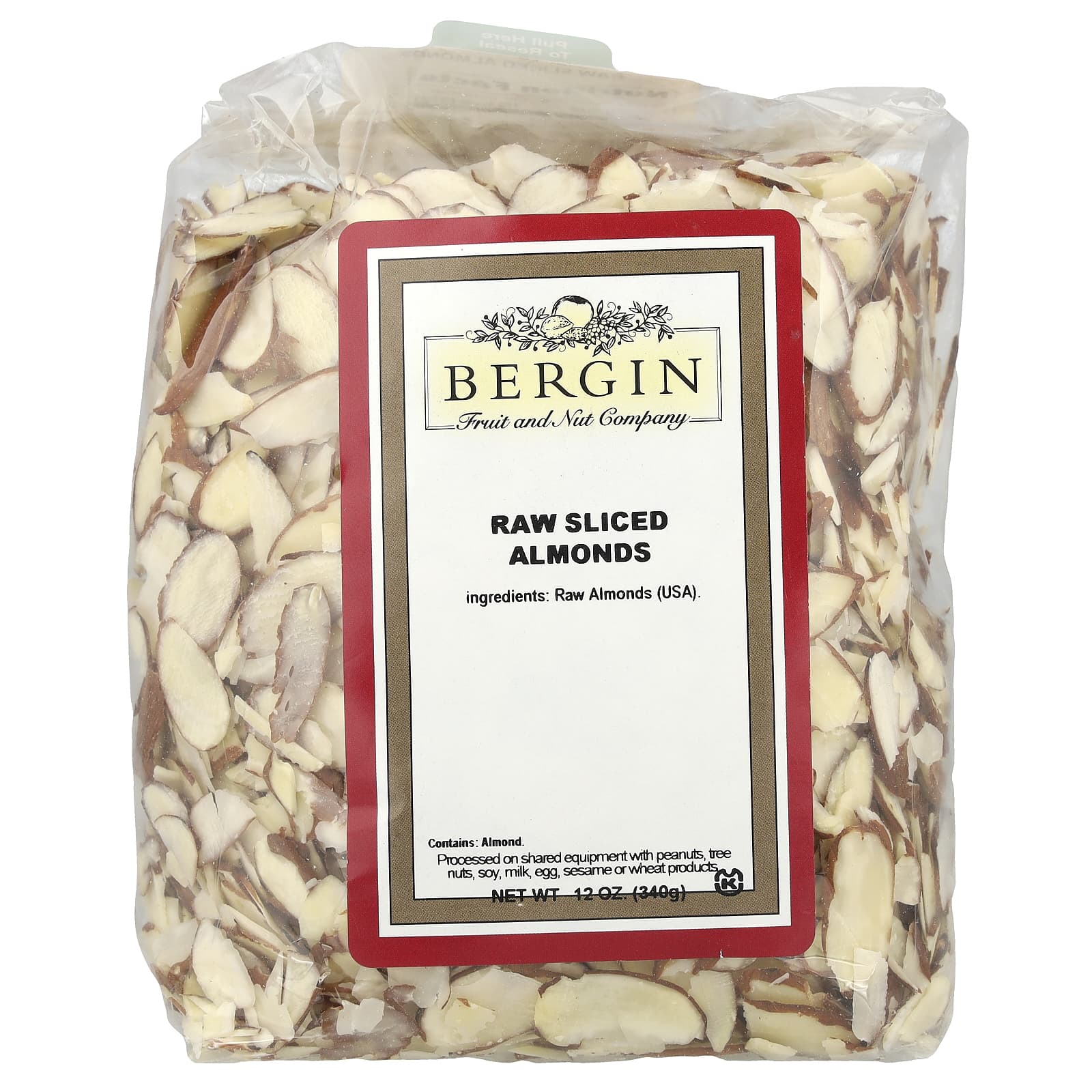 Raw Sliced Almonds by Bergin Fruit & Nut Co - 12 oz Kosher (340g) - Image 1
