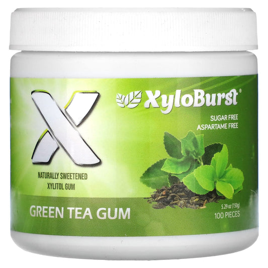 Xyloburst, Xylitol Gum, Green Tea, 100 Pieces, 5.29 oz (150 g) - Image 1
