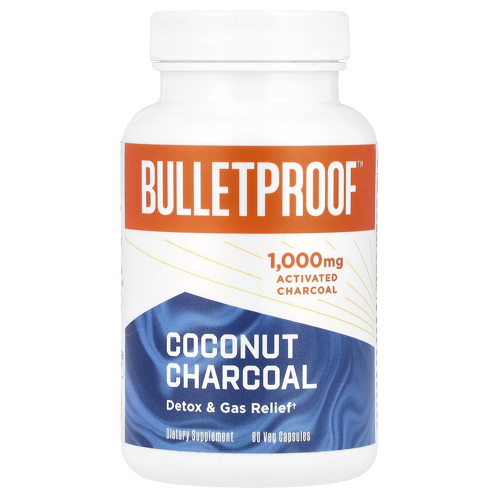BulletProof, Coconut Charcoal, Detox & Gas Relief, 90 Veg Capsules (500 mg Per Capsule)