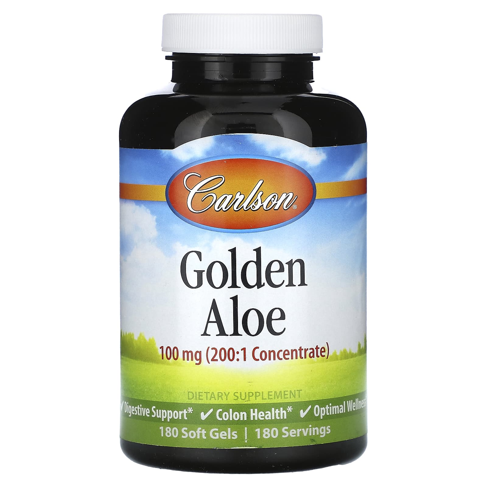 Carlson Golden Aloe Digestive Support 100mg, 180 Soft Gels - Image 1