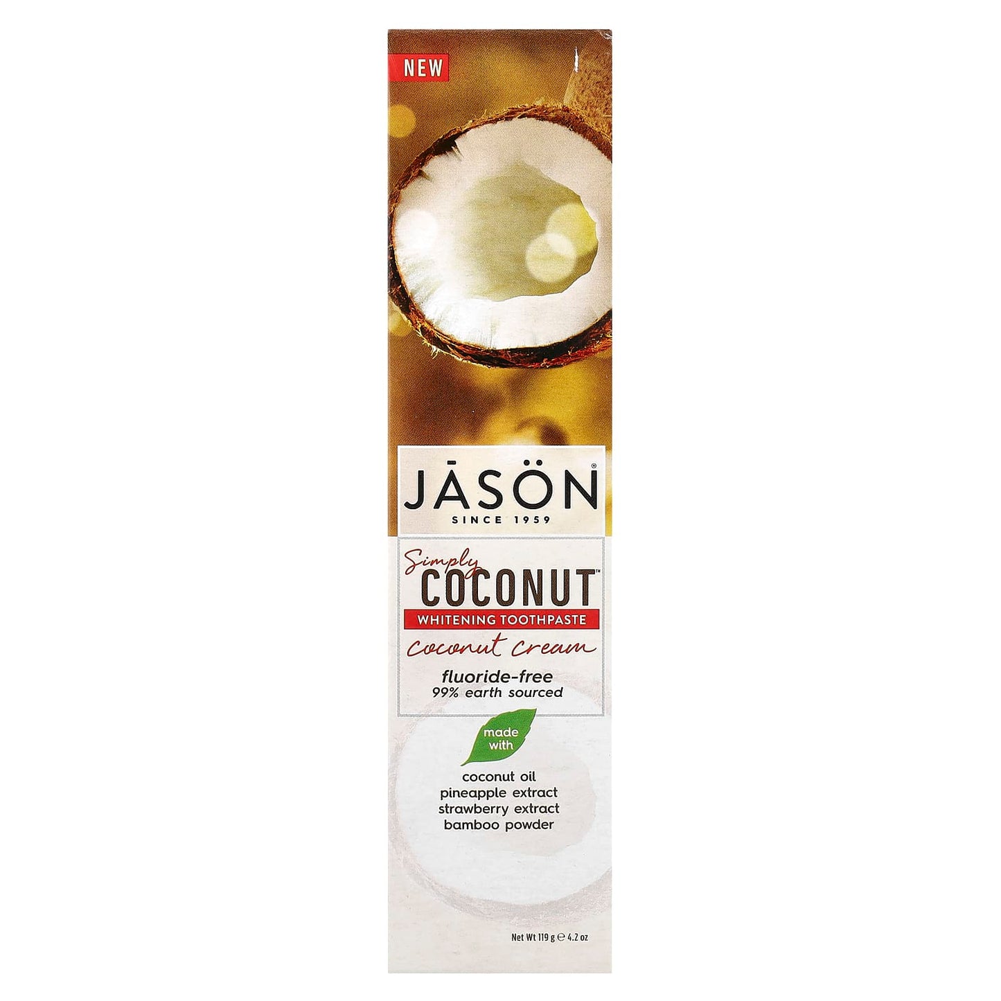 Jason Natural Simply Coconut Whitening Toothpaste, 4.2 oz (119g) - Image 2