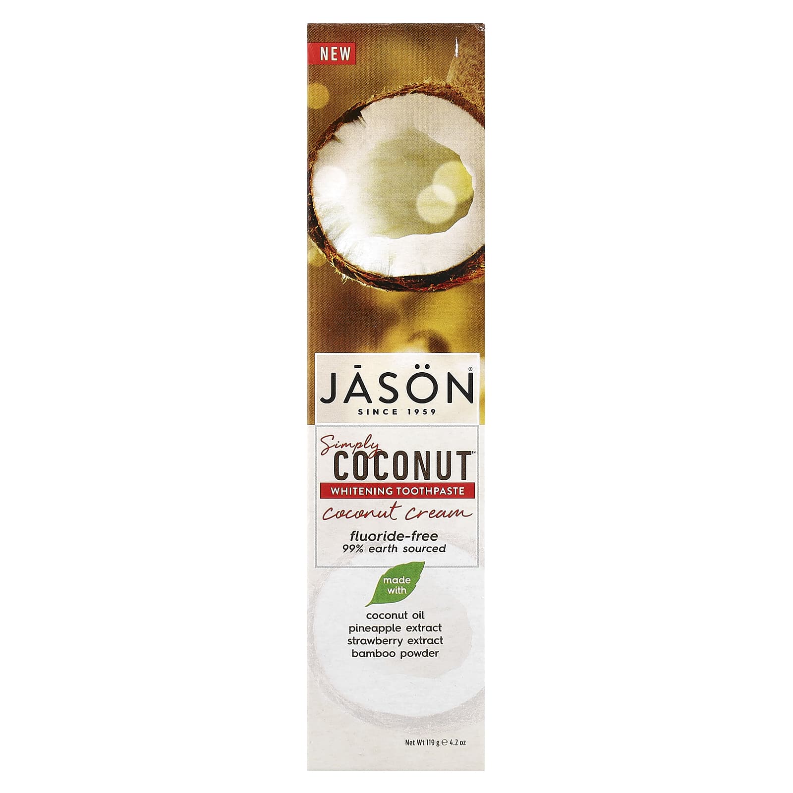 Jason Natural Simply Coconut Whitening Toothpaste, 4.2 oz (119g) - Image 2