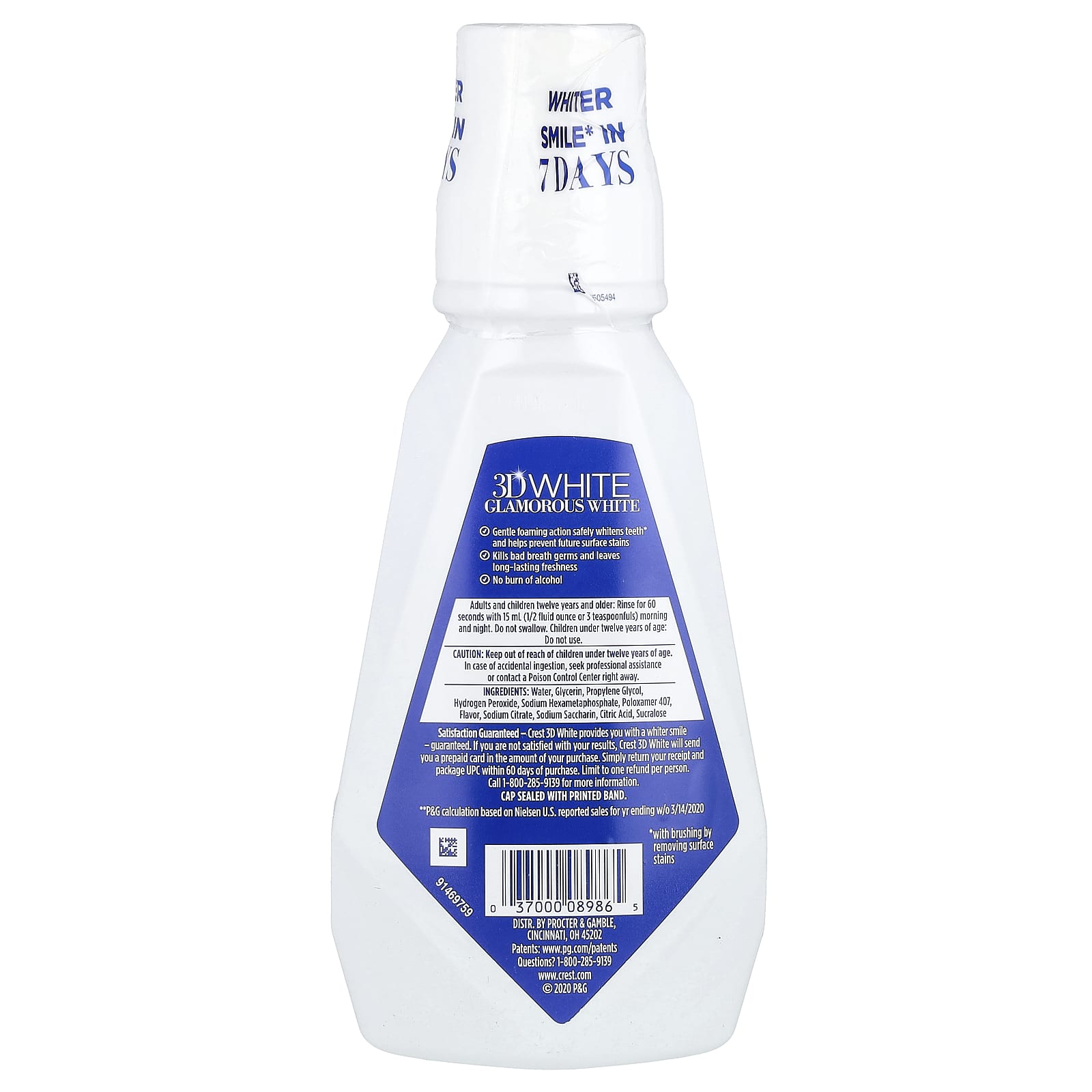 Get Whiter Teeth with Crest 3D White Multi-Care Whitening Mouthwash, 16 fl oz - Image 2